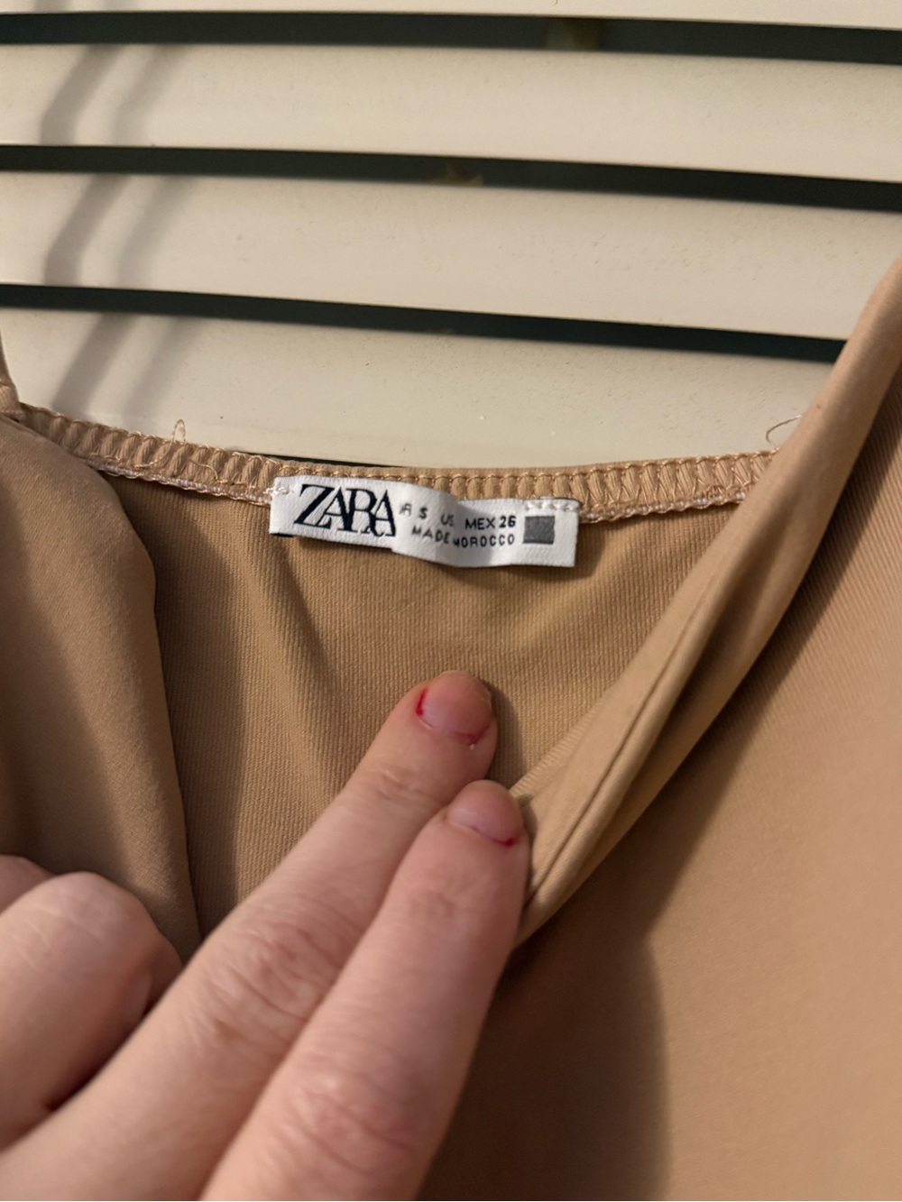 Zara Nude-Tan Spaghetti-Strap Bodysuit
